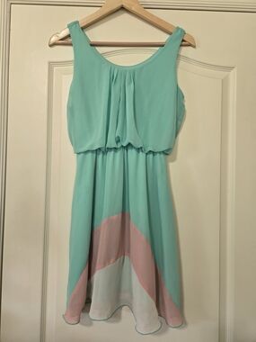 Sweet Storm Mint Sleeveless Dress with Blush Logo Accent